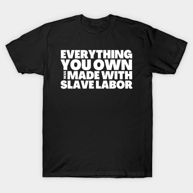 Everything You Own Was Made With Slave Labor T-Shirt by BubbleMench